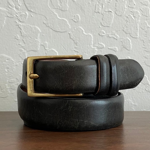 Brooks Brothers Classic Leather Belt Mens 36 Black Brass Hardware - Picture 1 of 7